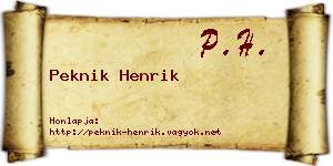 Peknik Henrik névjegykártya